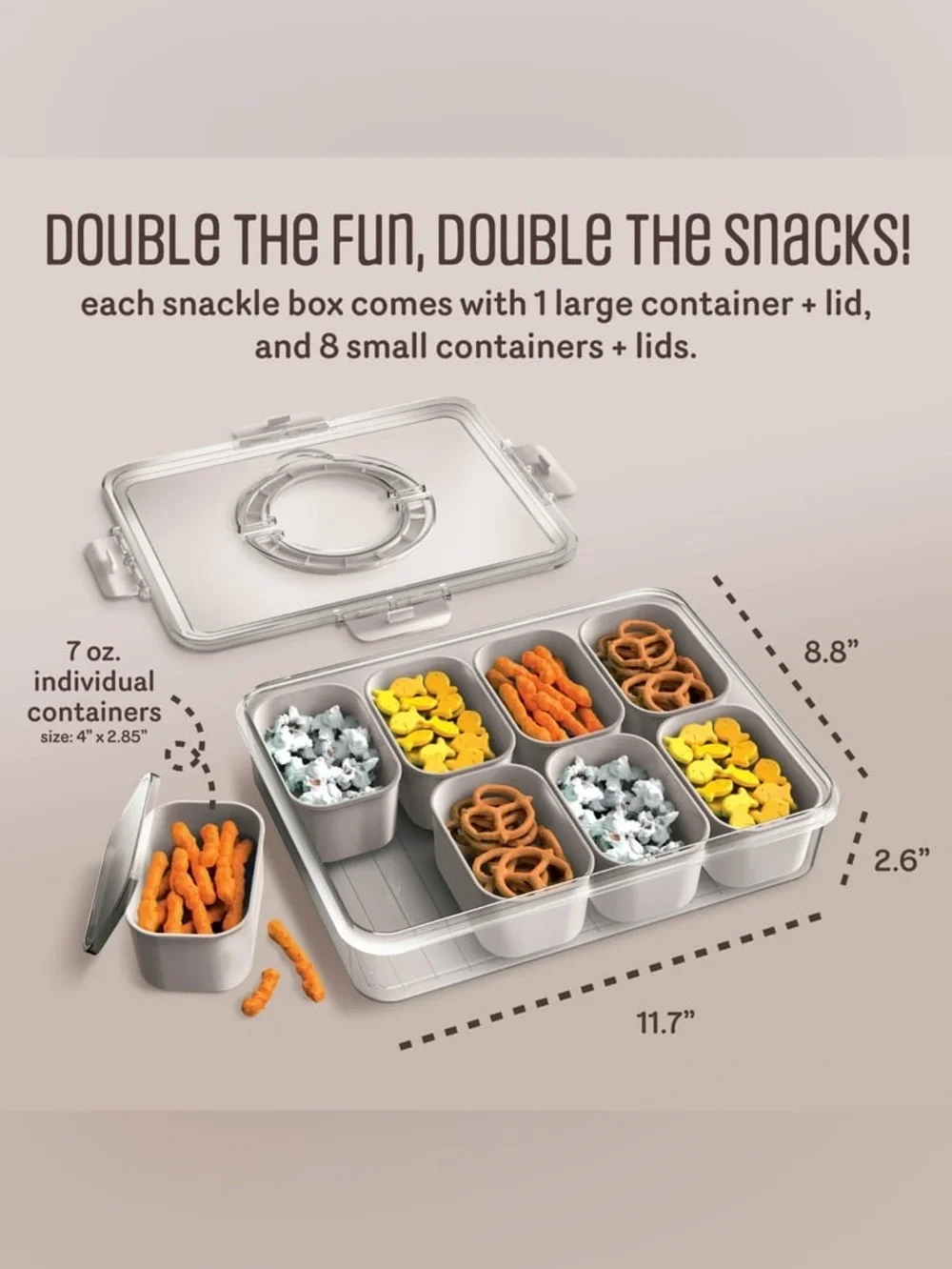 CVC COOK W COLOR Taupe Snack Box - 8-Compartment On-the-Go Storage NEW